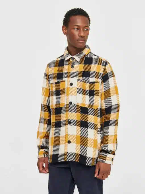 Knowledge Cotton Apparel Checked Overshirt Yellow Check