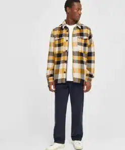 Knowledge Cotton Apparel Checked Overshirt Yellow Check
