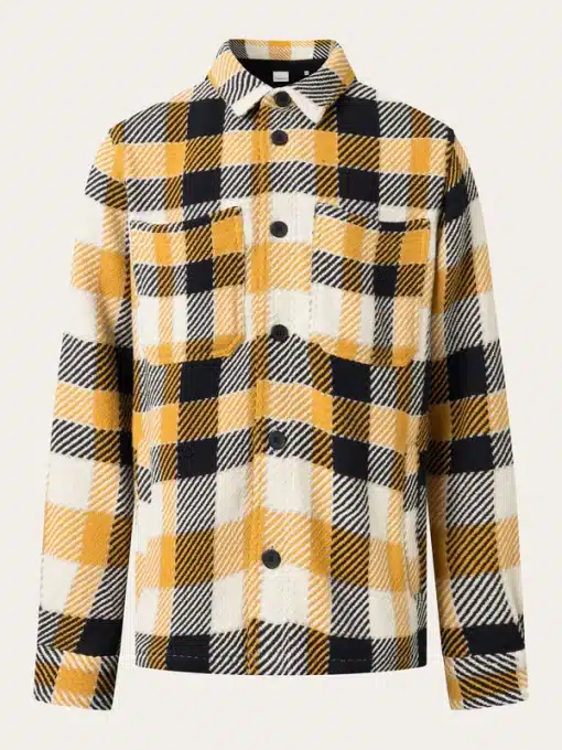 Knowledge Cotton Apparel Checked Overshirt Yellow Check