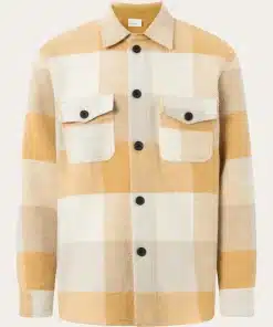 Knowledge Cotton Apparel Checked Overshirt Yellow Check