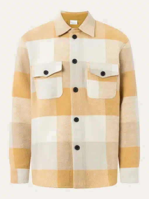 Knowledge Cotton Apparel Checked Overshirt Yellow Check