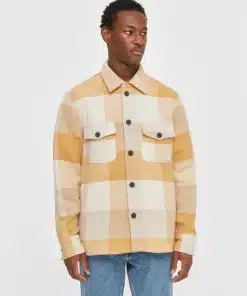 Knowledge Cotton Apparel Checked Overshirt Yellow Check
