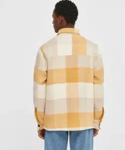 Knowledge Cotton Apparel Checked Overshirt Yellow Check