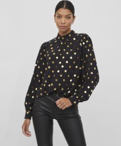 Vila Goldy Highneck Top Black