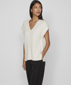 Vila Malje Oversized Knit Vest White Sand