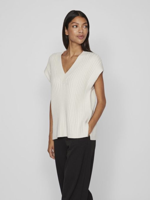 Vila Malje Oversized Knit Vest White Sand