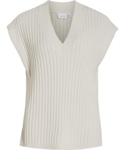 Vila Malje Oversized Knit Vest White Sand