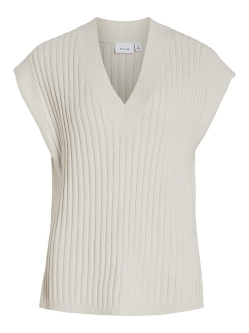 Vila Malje Oversized Knit Vest White Sand