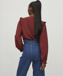 Vila Rasha Frill Top Fried Brick