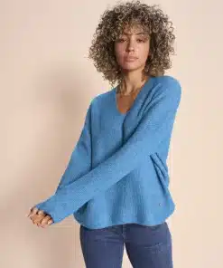 Mos Mosh Thora V-Neck Knit Quiet Harbor