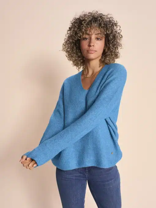 Mos Mosh Thora V-Neck Knit Quiet Harbor