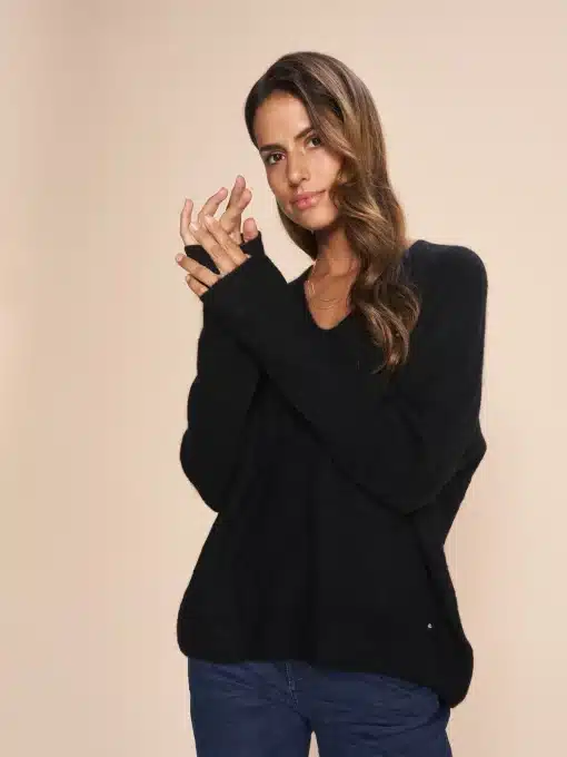 Mos Mosh Thora V-Neck Knit Black
