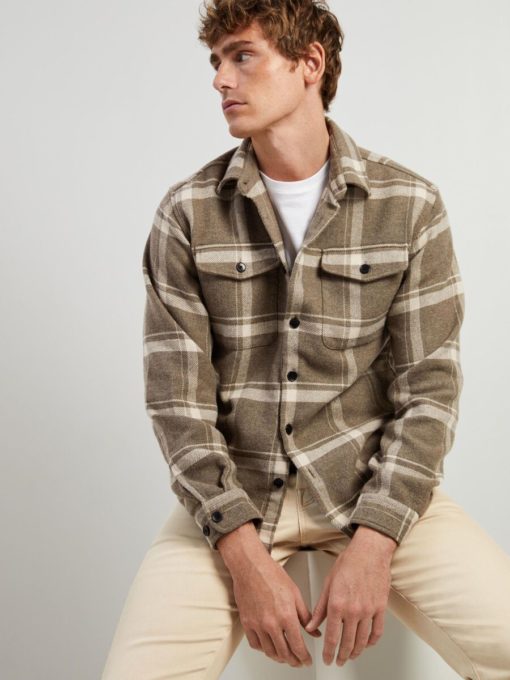 Selected Homme Mason Pablo Check Overshirt Sand