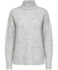 Selected Femme Sif Sisse Highneck Knit Light Grey Melange