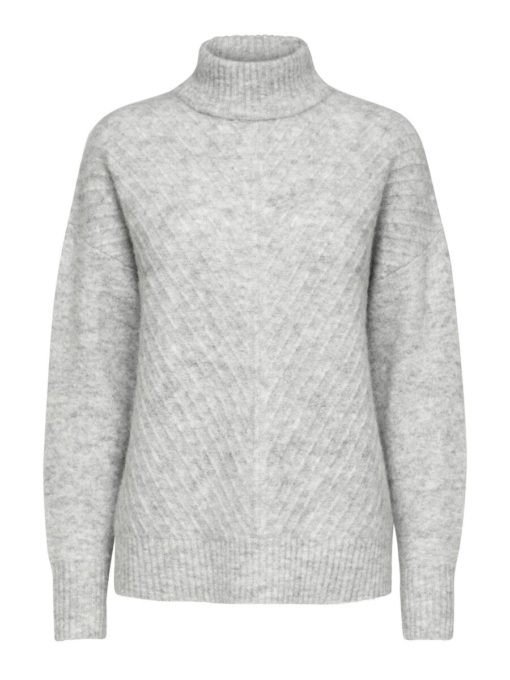 Selected Femme Sif Sisse Highneck Knit Light Grey Melange