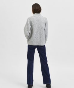 Selected Femme Sif Sisse Highneck Knit Light Grey Melange