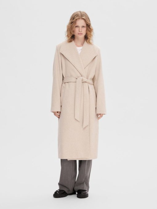 Selected Femme Rosa Wool Coat Sandshell