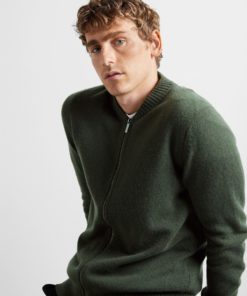 Selected Homme Newcoban Zip Cardigan Forest Green