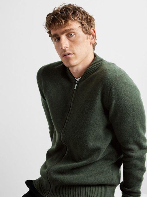 Selected Homme Newcoban Zip Cardigan Forest Green