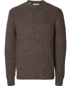 Selected Homme Land Knit Crew Coffee Bean