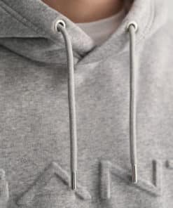 Gant Embossed Sweat Hood Grey Melange