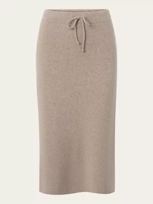 Knowledge Cotton Apparel Wool Midi Length Skirt Kelp Melange