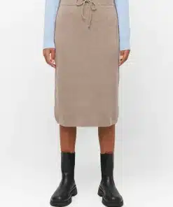 Knowledge Cotton Apparel Wool Midi Length Skirt Kelp Melange