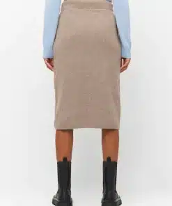 Knowledge Cotton Apparel Wool Midi Length Skirt Kelp Melange