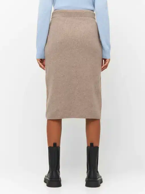 Knowledge Cotton Apparel Wool Midi Length Skirt Kelp Melange