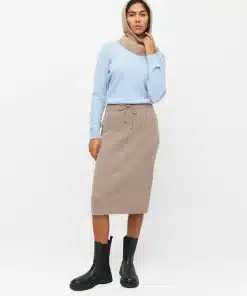 Knowledge Cotton Apparel Wool Midi Length Skirt Kelp Melange