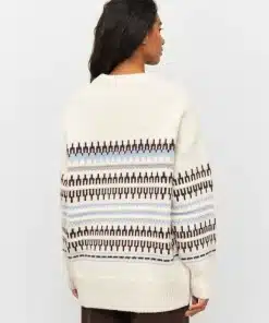 Knowledge Cotton Apparel Boxy Crew Neck White Stripe