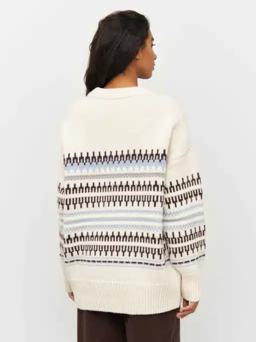 Knowledge Cotton Apparel Boxy Crew Neck White Stripe