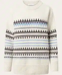Knowledge Cotton Apparel Boxy Crew Neck White Stripe