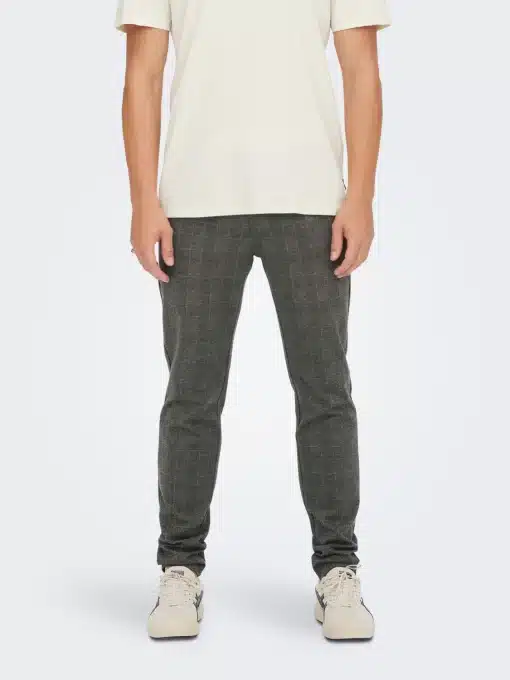 Only & Sons Mark Check Pants Slate Black