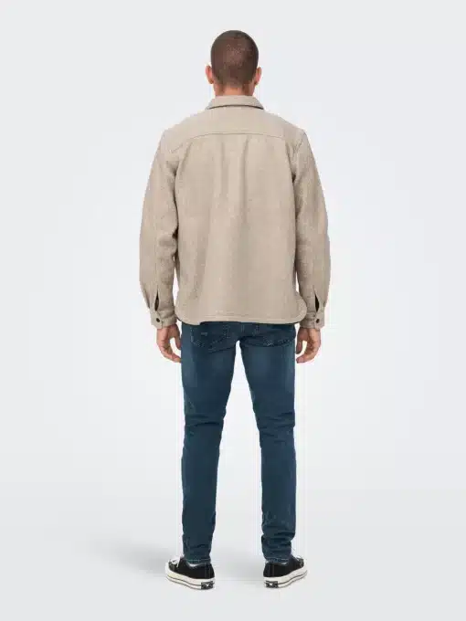 Only & Sons Ash Woolen Look Overshirt Chinchilla