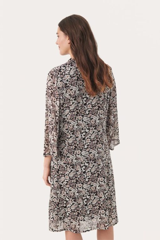 Part Two Devira Dress Black Wallpaper Print