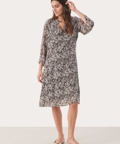 Part Two Devira Dress Black Wallpaper Print