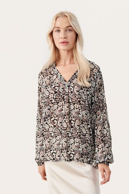 Part Two Ditte Blouse Black Wallpaper Print
