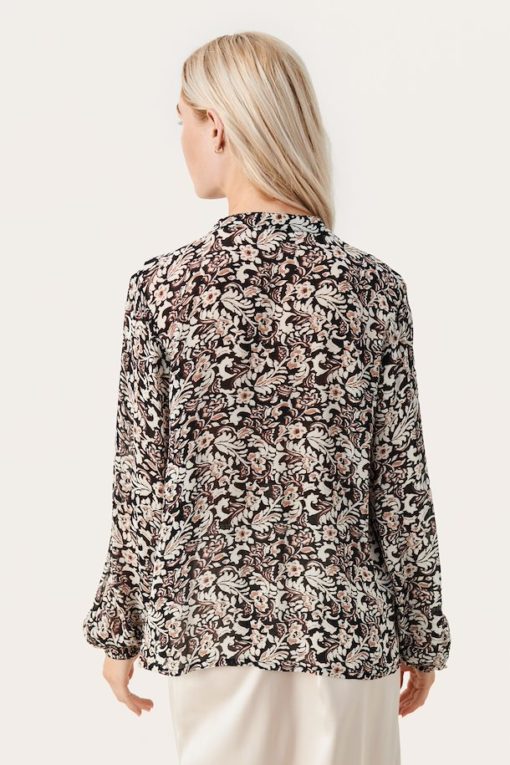 Part Two Ditte Blouse Black Wallpaper Print
