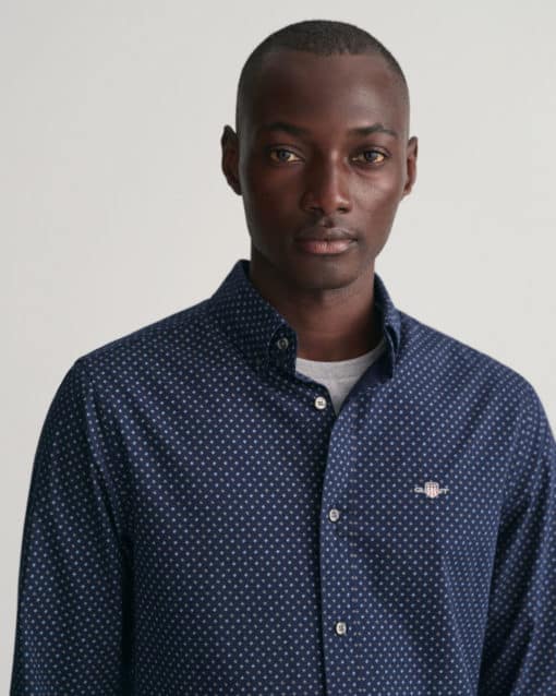 Gant Micro Print Shirt Marine