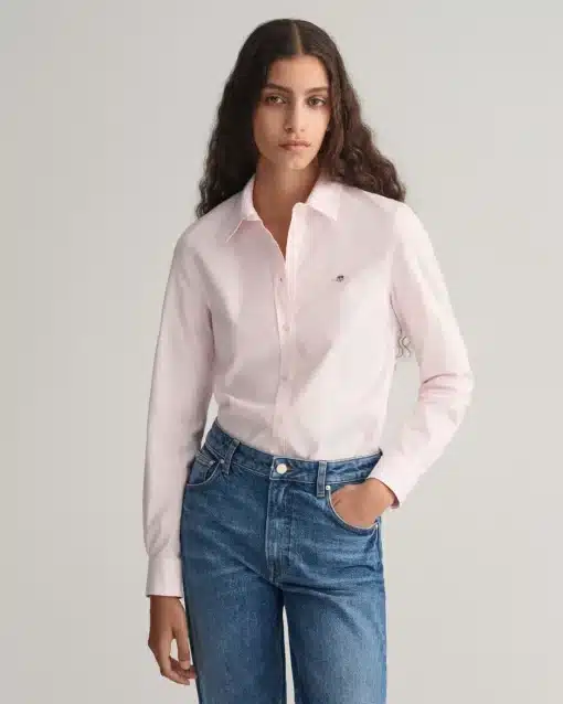 Gant Woman Slim Stretch Oxford Shirt Light Pink