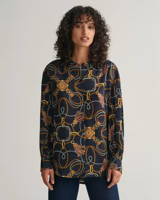 Gant Woman Rope Print Blouse Evening Blue