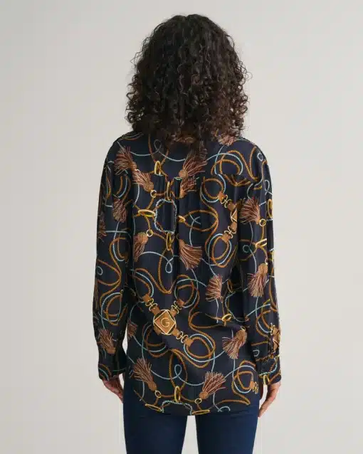 Gant Woman Rope Print Blouse Evening Blue
