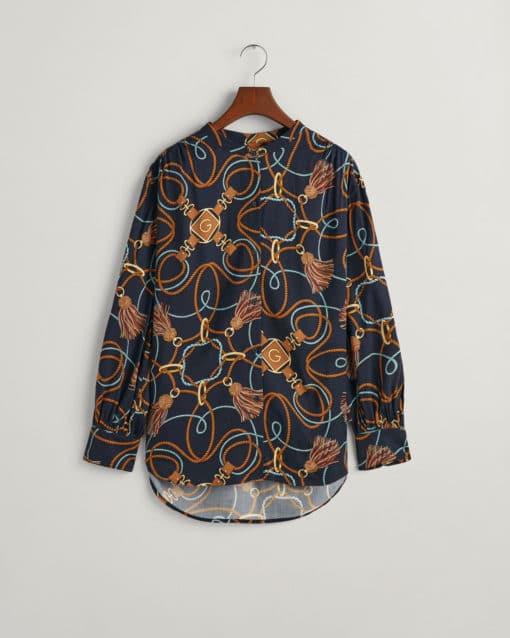 Gant Woman Rope Print Blouse Evening Blue