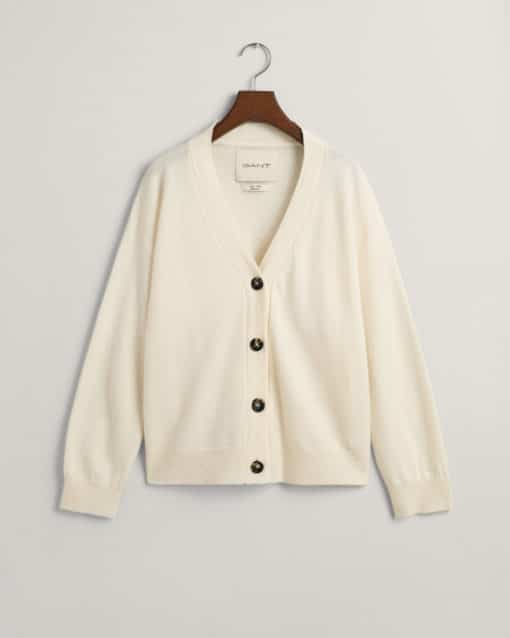 Gant Woman Superfine Lambswool Cardigan Cream