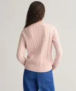 Gant Woman Lambswool Cable C-Neck Faded Pink