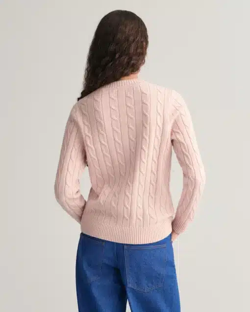 Gant Woman Lambswool Cable C-Neck Faded Pink