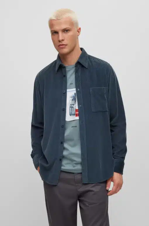 Boss Relegant 6 Corduroy Shirt Dark Green