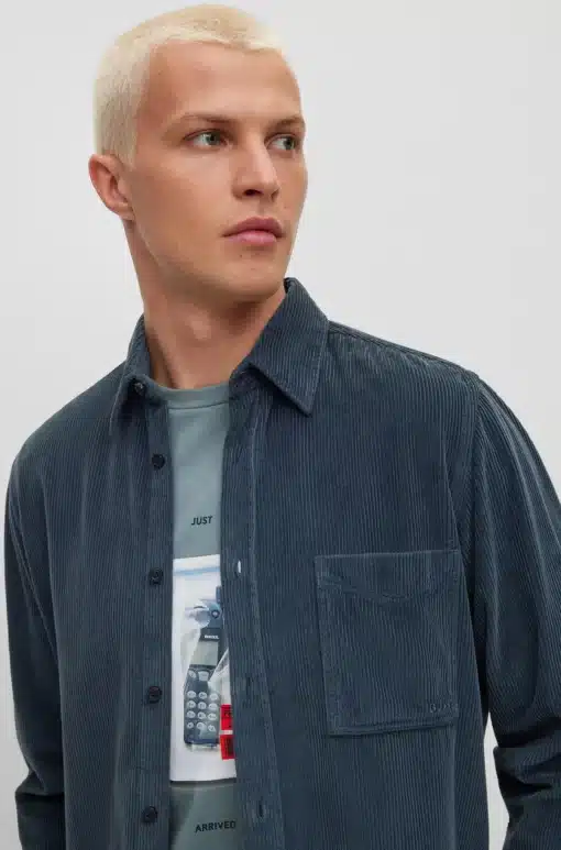 Boss Relegant 6 Corduroy Shirt Dark Green