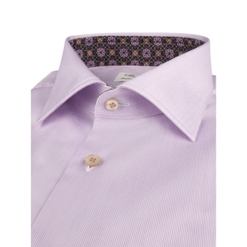 Stenströms Pink Striped Contrast Twill Shirt